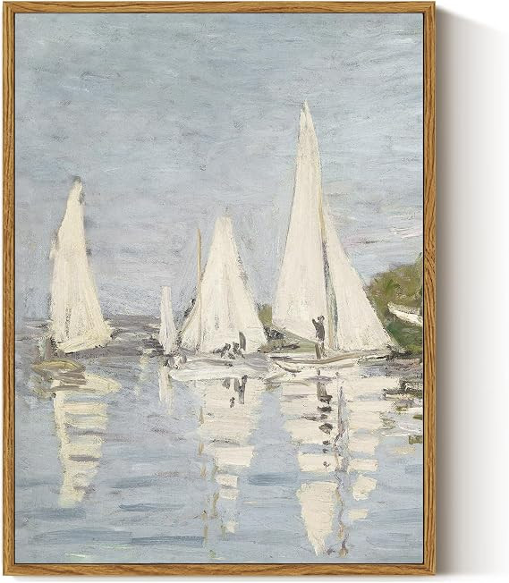 ARPEOTCY Vintage Framed Canvas Wall Art, 12x16inch, Farmhouse Summer Sailboat Wall Decor, Nautica... | Amazon (US)