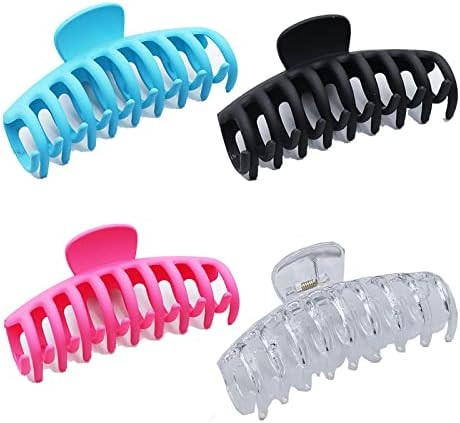 Aolalow Big Hair Claw Clips 4.35 Inches Nonslip Big Claw Hair Clips for Girls Strong Hold for Thick  | Amazon (US)