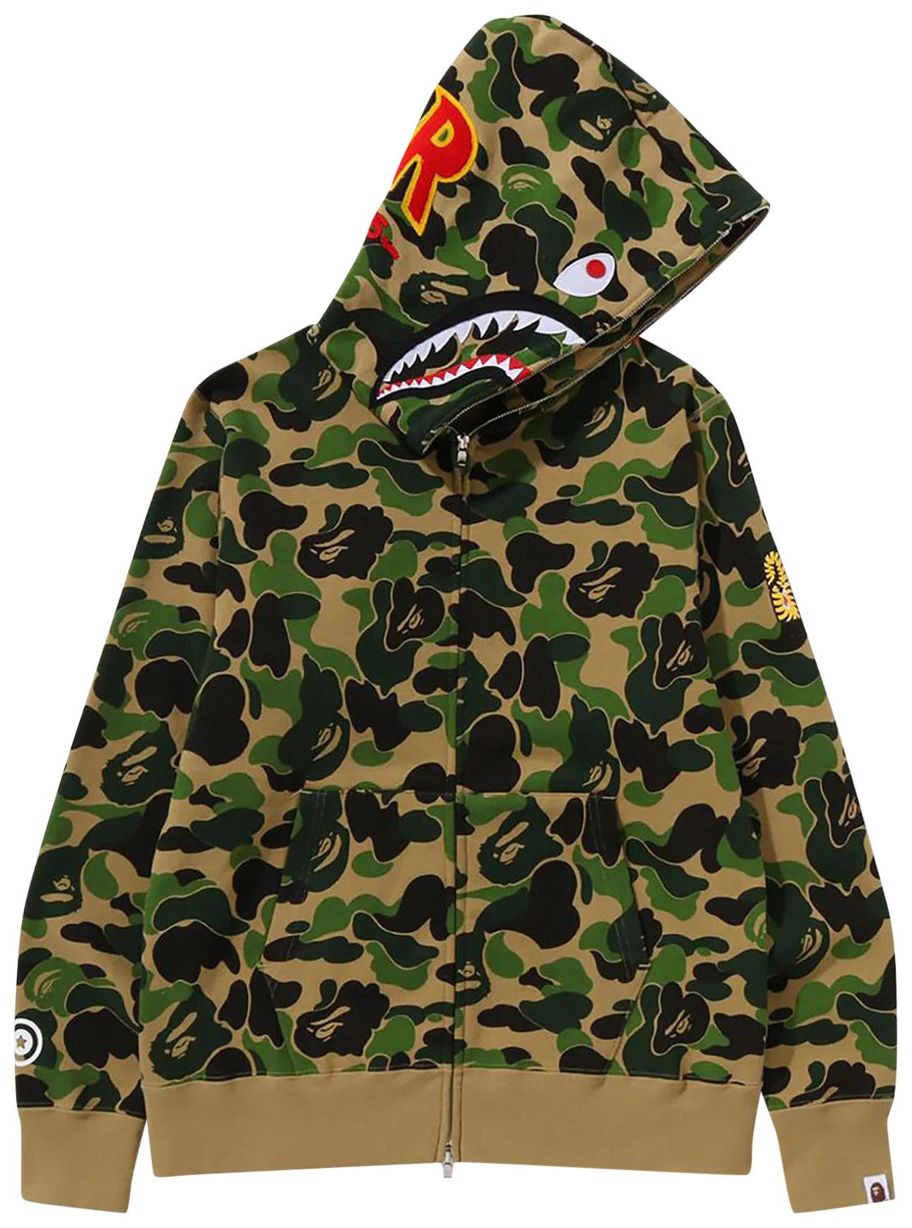 BAPE ABC Camo Shark Full Zip Hoodie 'Green' | GOAT