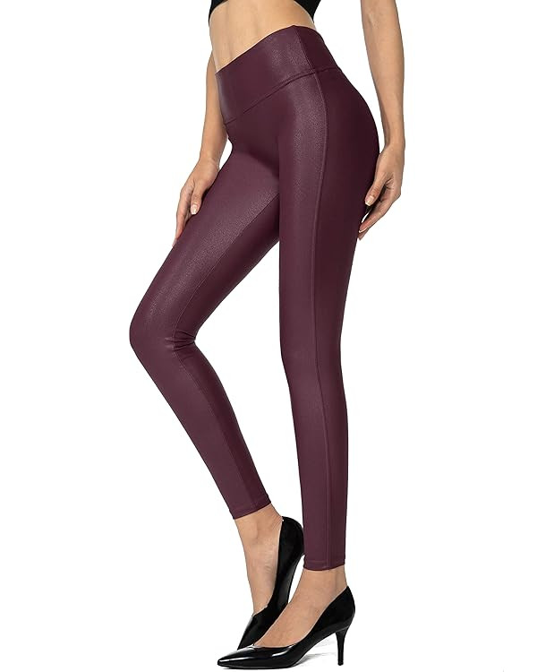 SANTINY Women's Faux Leather Leggings Pants Stretch High Waisted Tights for Women | Amazon (US)