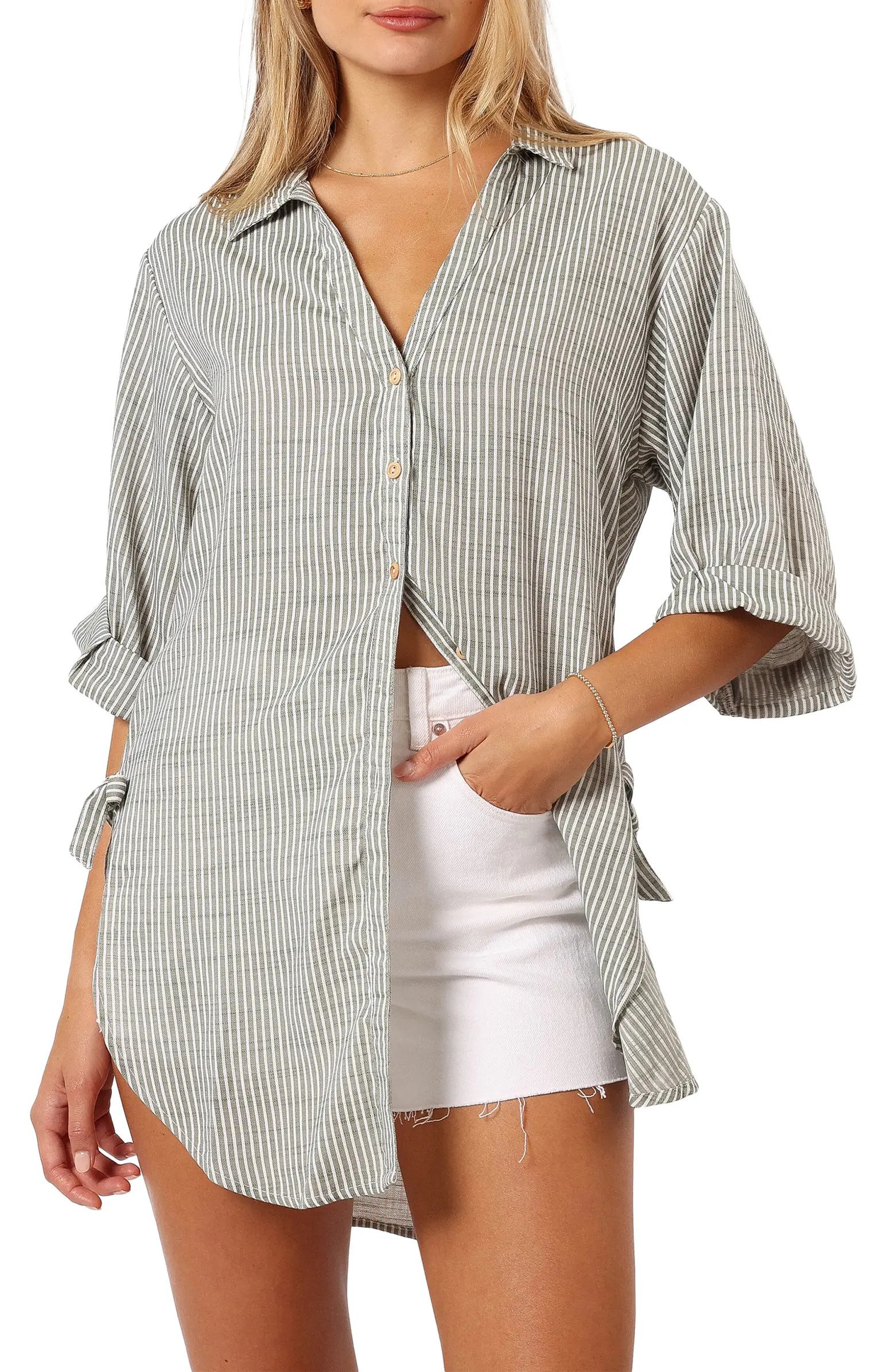 Wren Oversize Stripe Button-Up Shirt | Nordstrom