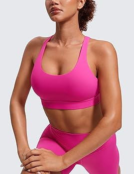 CRZ YOGA Women's Strappy Sports Bras Fitness Workout Padded Yoga Top Criss Cross Back Cami | Amazon (US)