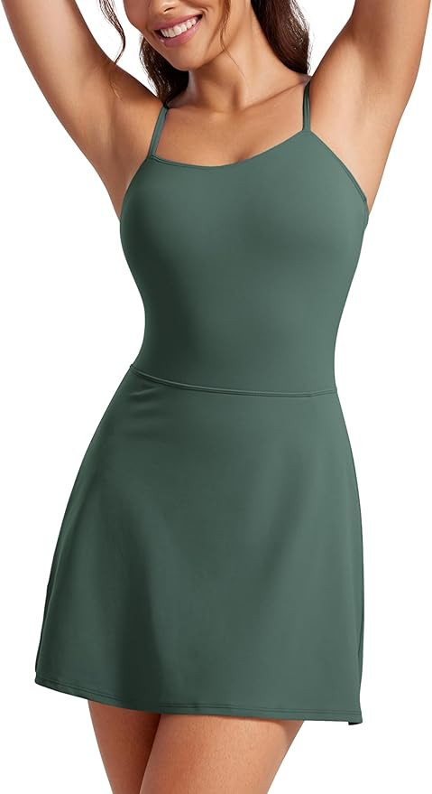 CRZ YOGA Womens Butterluxe Tennis Dress Spaghetti Strap Casual Athletic Sports Outfits with Built... | Amazon (US)