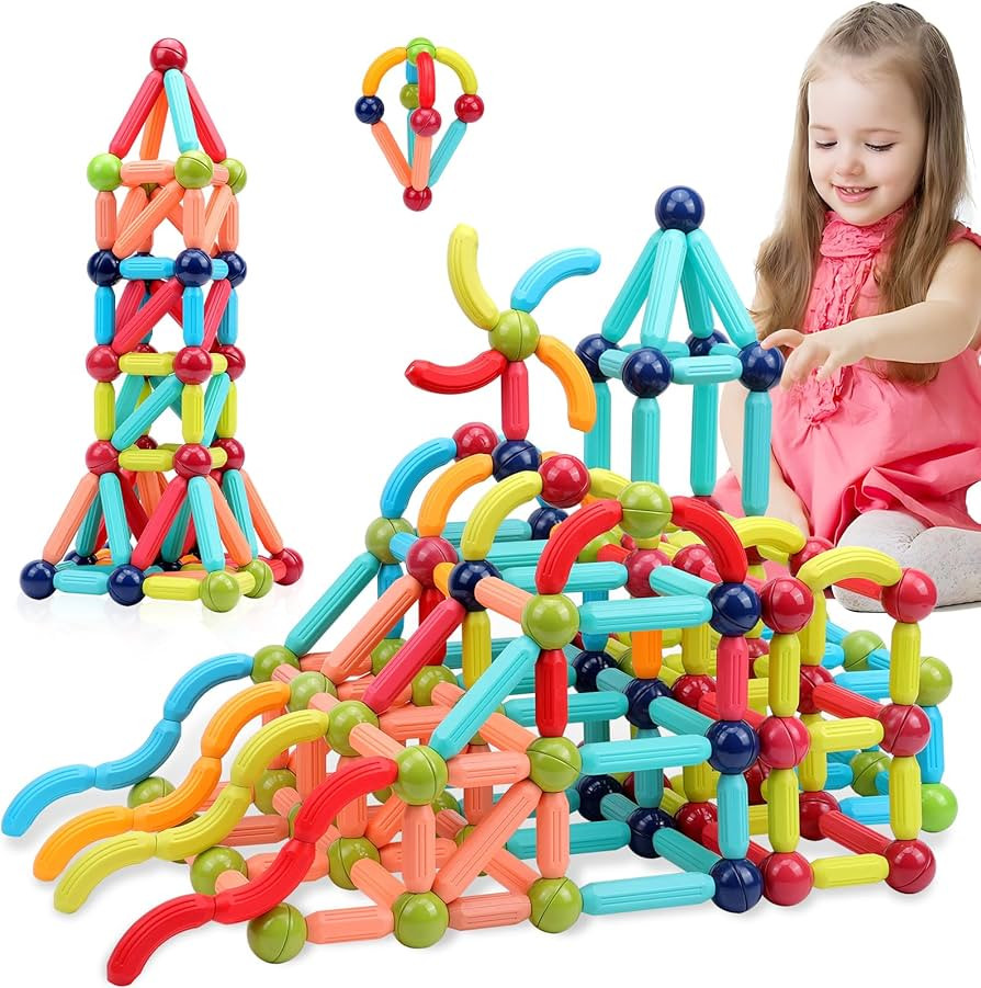 COUOMOXA Magnetic Building Sticks Blocks Kids Toys, Stem Educational Construction Montessori Toys... | Amazon (US)