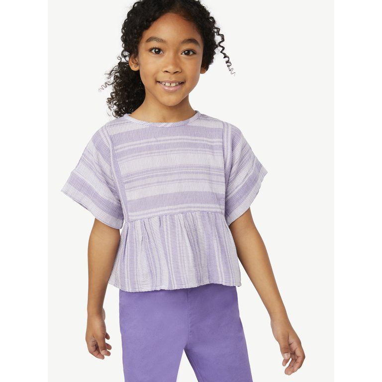 Free Assembly Girls Striped Woven Peplum Top, Sizes 4-18 | Walmart (US)