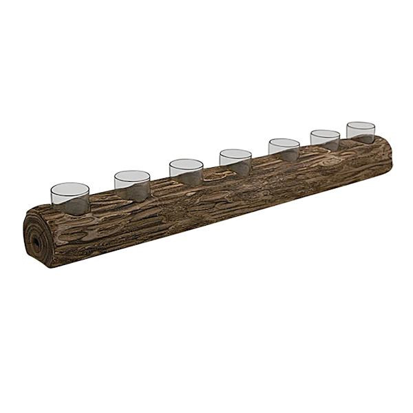7-Cup Wood Log Tealight Candle Holder, 32" | At Home