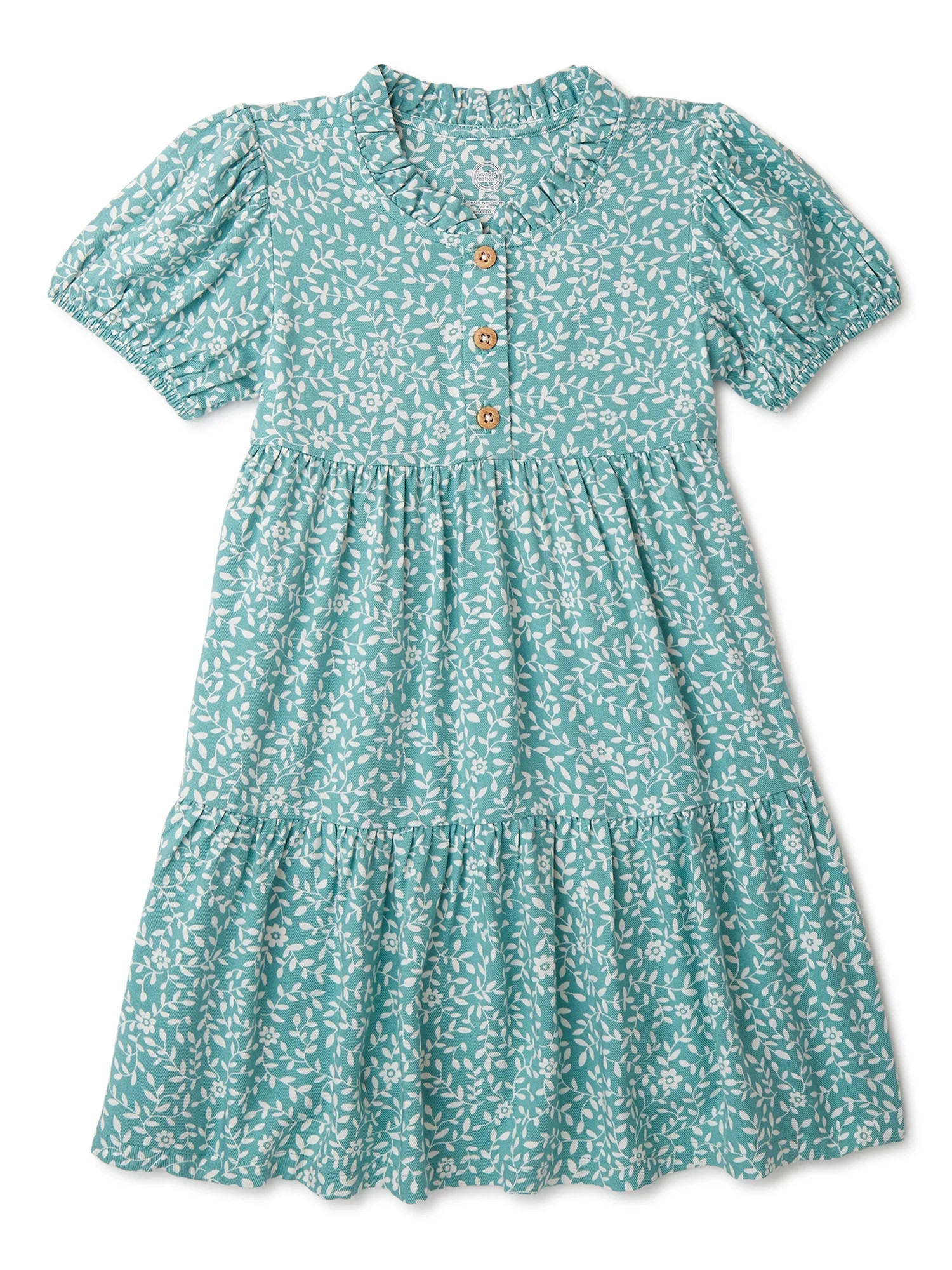 Wonder Nation Baby and Toddler Girls Short Sleeve Woven Dress, Sizes 12M - 5T | Walmart (US)