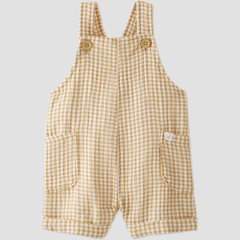 Baby Organic Cotton Ochre Gingham Shortalls - little planet by carter's Yellow | Target