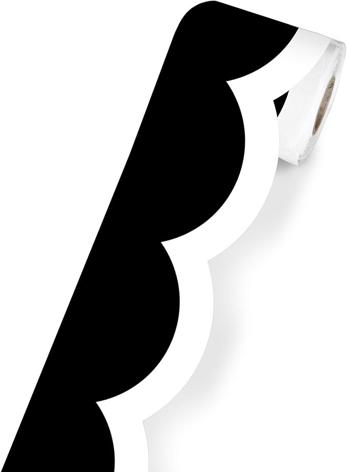 Schoolgirl Style Black, White and Stylish Brights Rolled Scalloped Border—Black and White Wavy ... | Amazon (US)