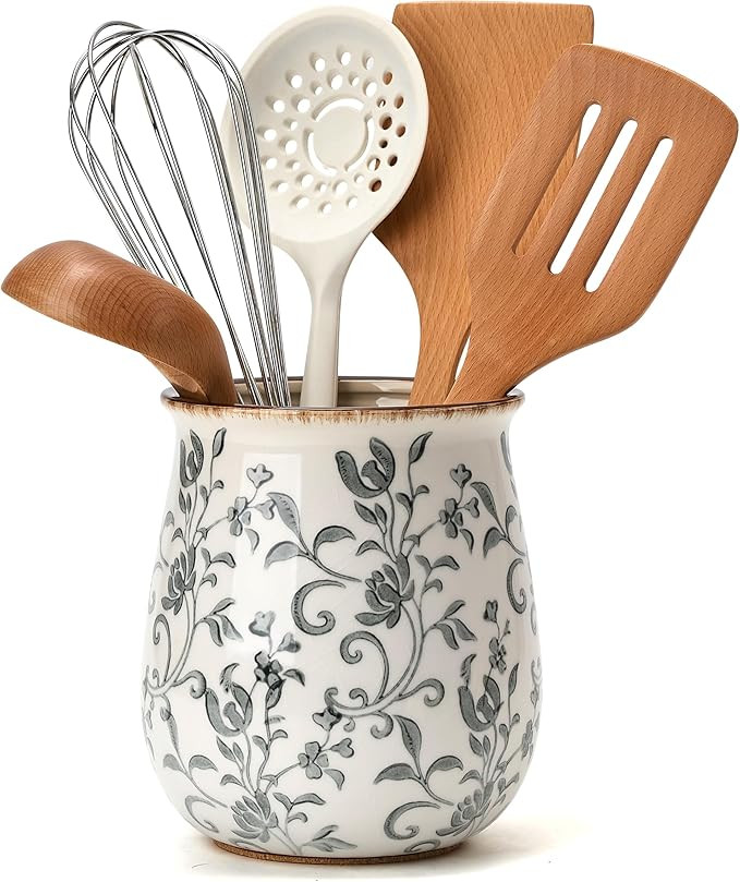 Utensil Holder for Kitchen Counter, Modern Farmhouse Cooking Utensil Holder and Crock Home Kitche... | Amazon (US)