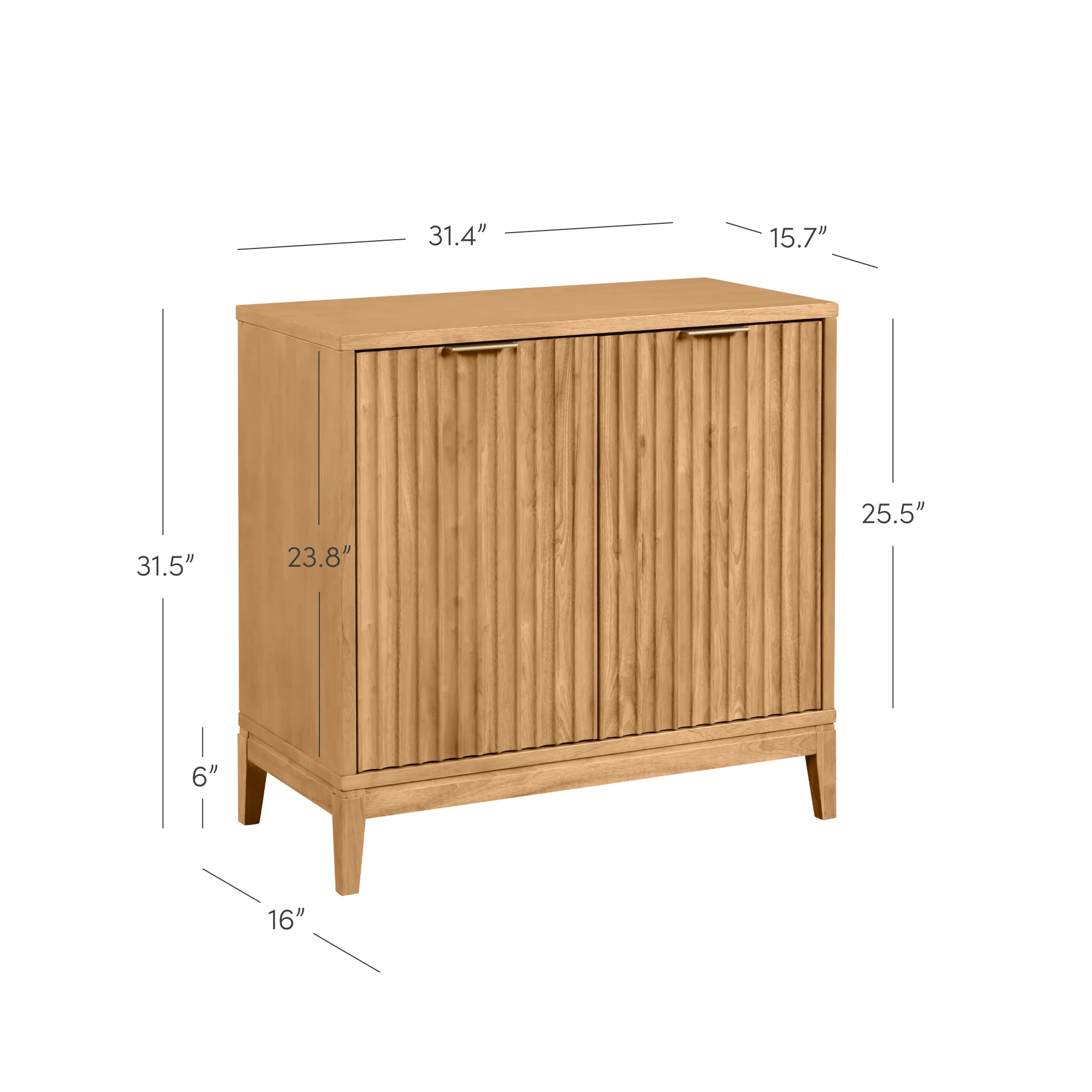 Mid-Century Wood Fluted Storage Cabinet Warm Pine | Nathan James