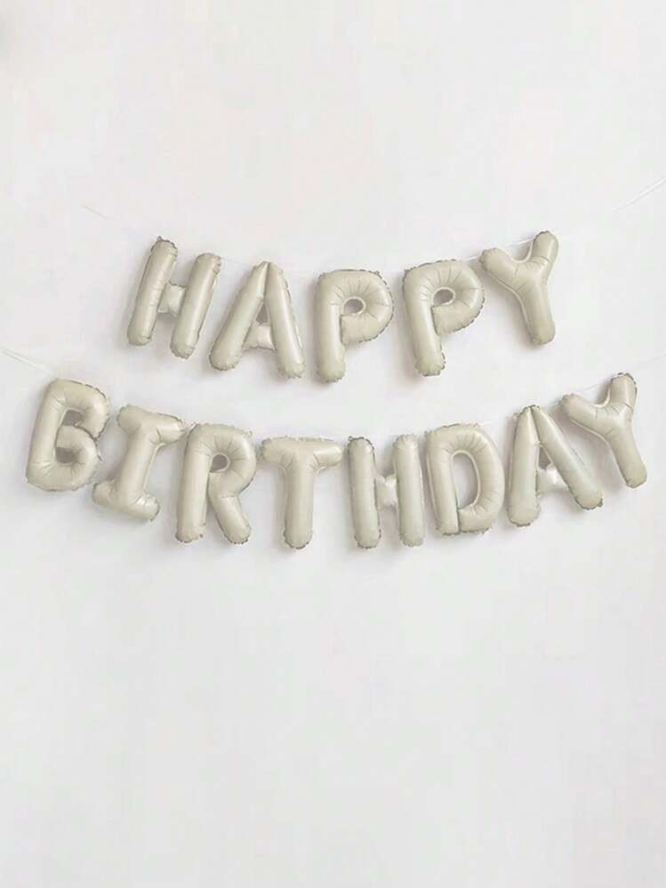 Cream Happy Birthday Balloons Banner, 16 Inch Mylar Foil Letters Birthday Sign Banner, Cream Reusable Birthday Balloons For Women, Men, Birthday Decorations Birthday Party Supplies | SHEIN