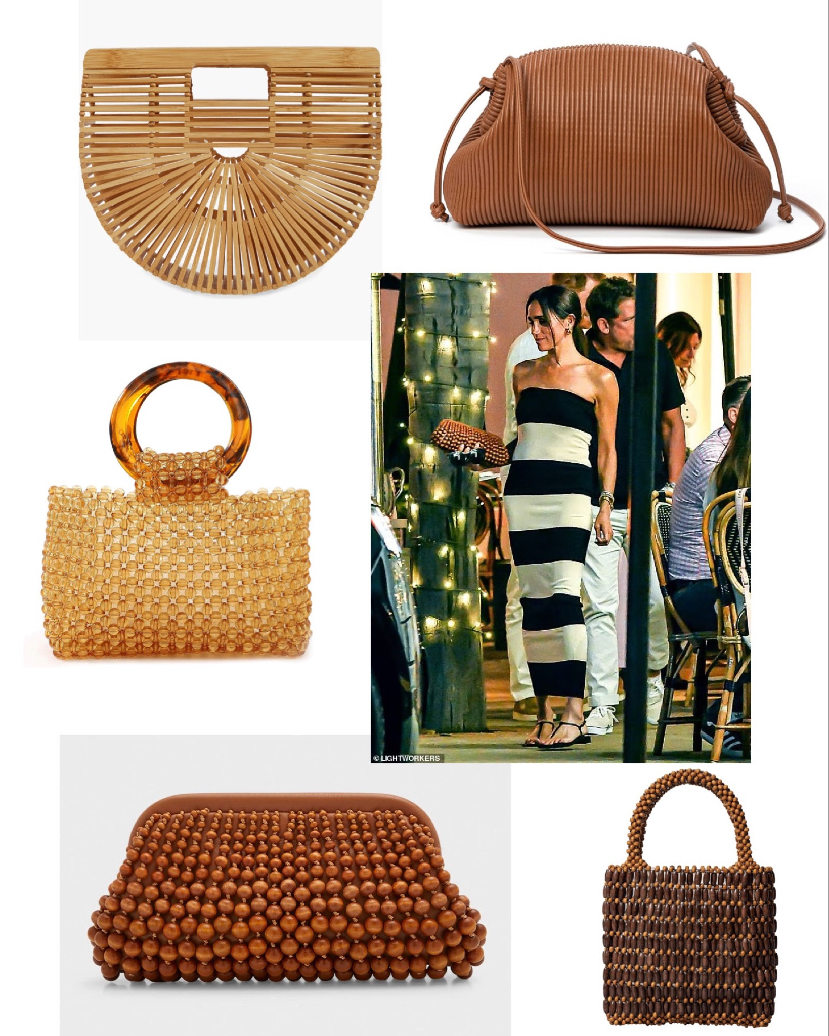 Neutral beaded straw leather clutch bags shop Meghan Markles and similar styles below ⬇️ 

#LTKitbag #LTKFind #LTKstyletip