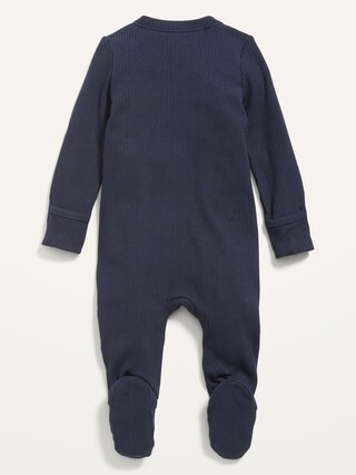 Unisex 2-Way-Zip Sleep & Play Rib-Knit Footed One-Piece for Baby | Old Navy (US)