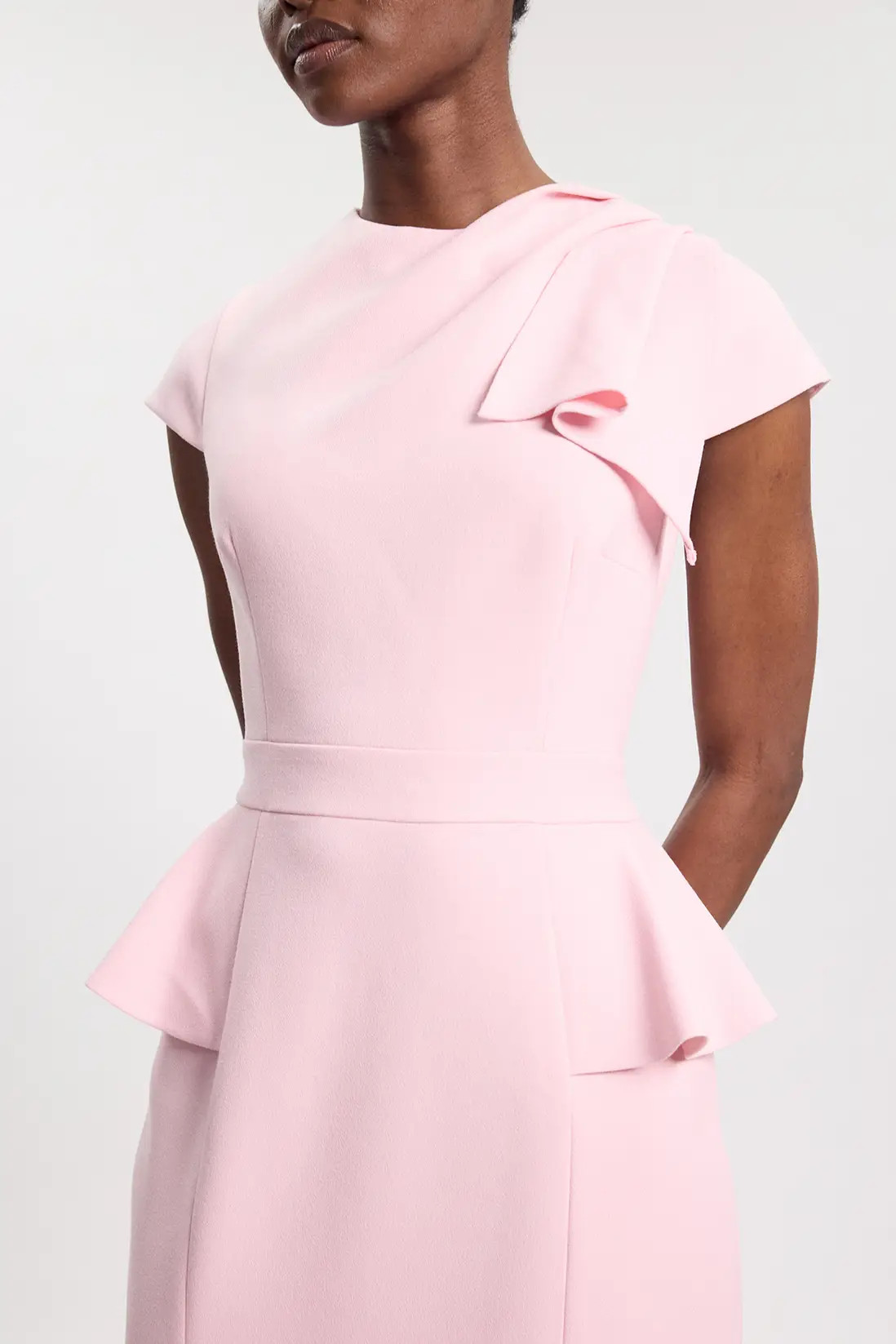 Petite Structured Ruched Detail Midi Dress | Karen Millen