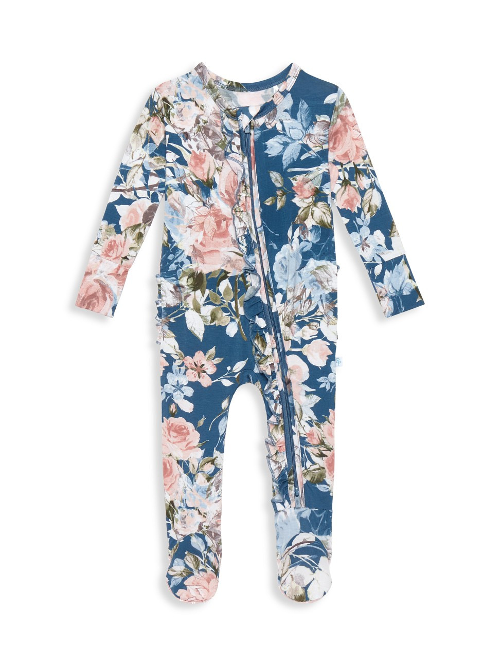 Posh Peanut Baby Girl's Floral Footie Ruffled Double Zippered Coverall - Blue Rose - Size Newborn | Saks Fifth Avenue