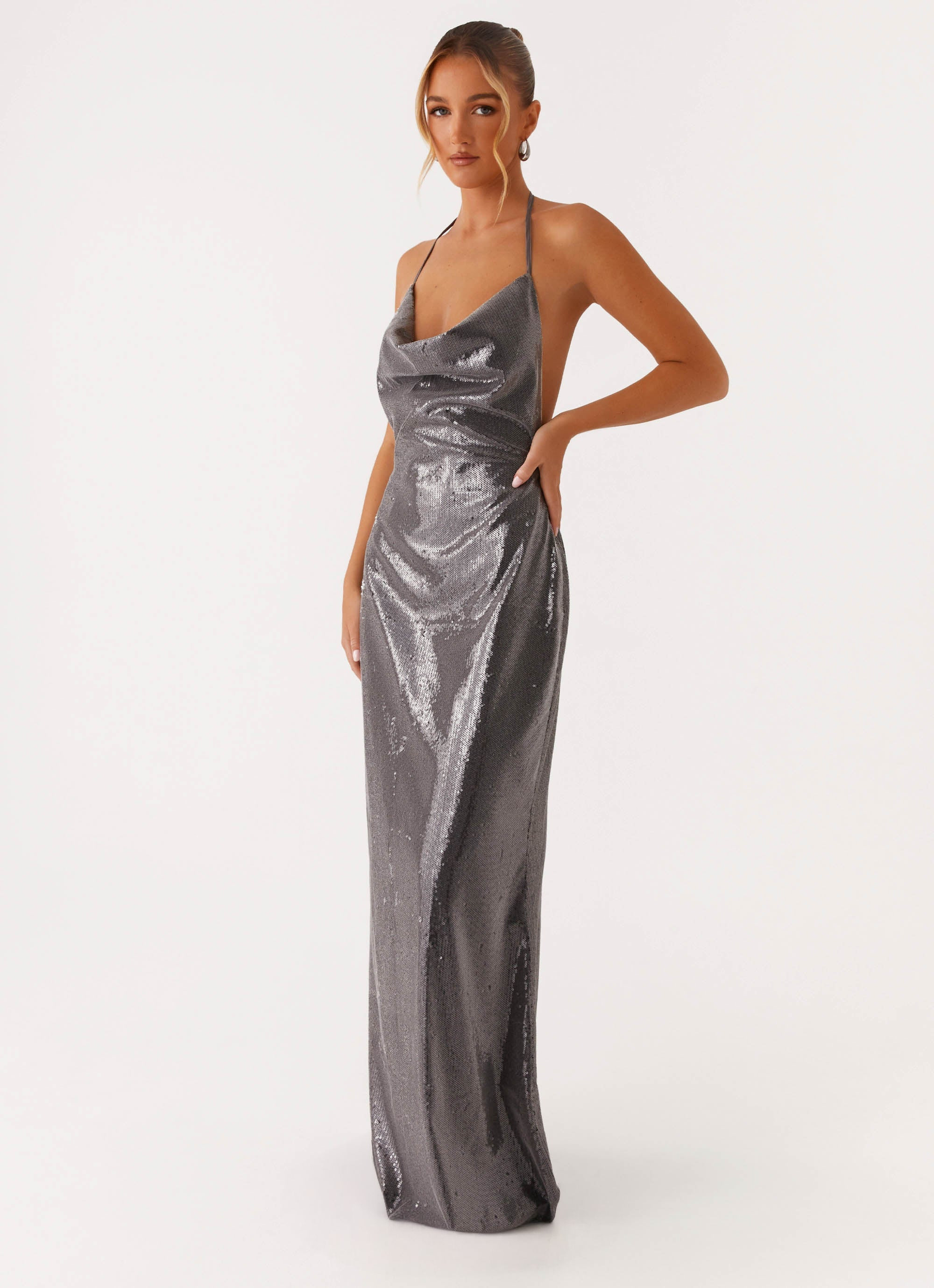 Sleek Love Sequin Maxi Dress - Silver Sequin | Peppermayo (Global)