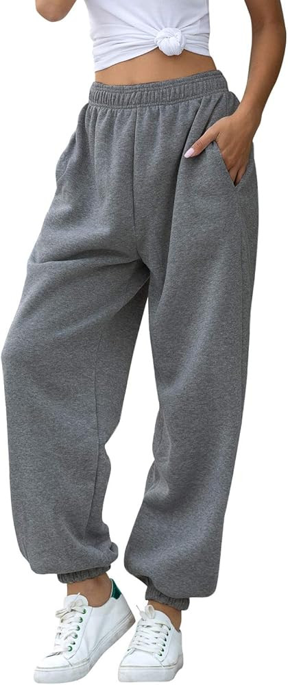 HeSaYep Women's High Waisted Sweatpants Workout Active Joggers Pants Baggy Lounge Bottoms | Amazon (US)