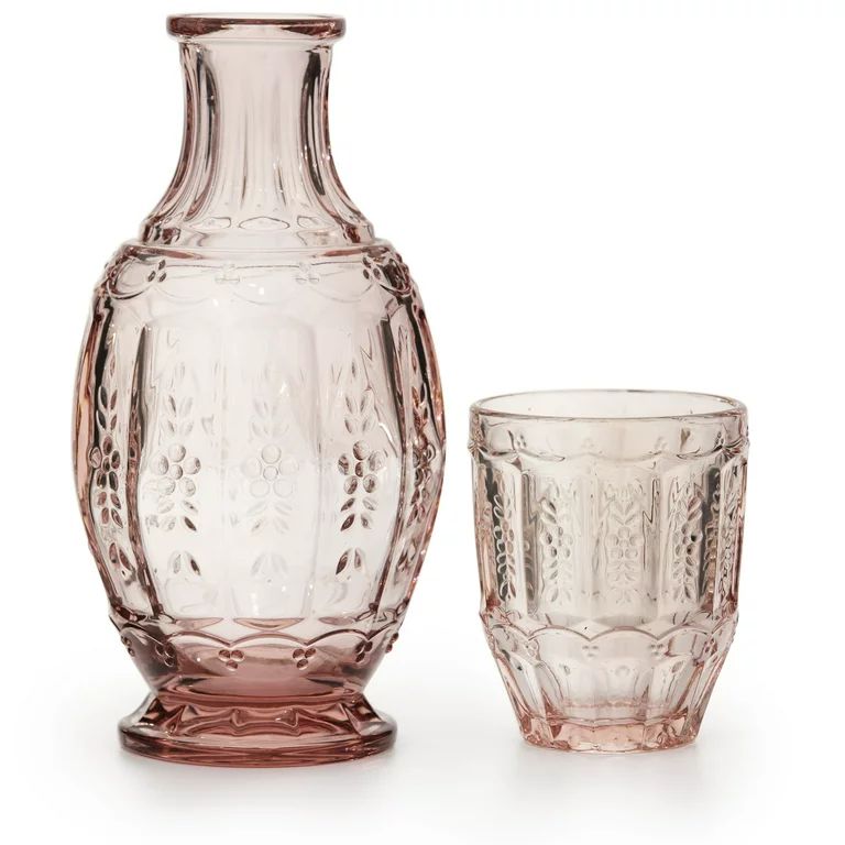 American Atelier Vintage Night Carafe - 2 Piece Set w/Glass Tumbler, Pink | Walmart (US)