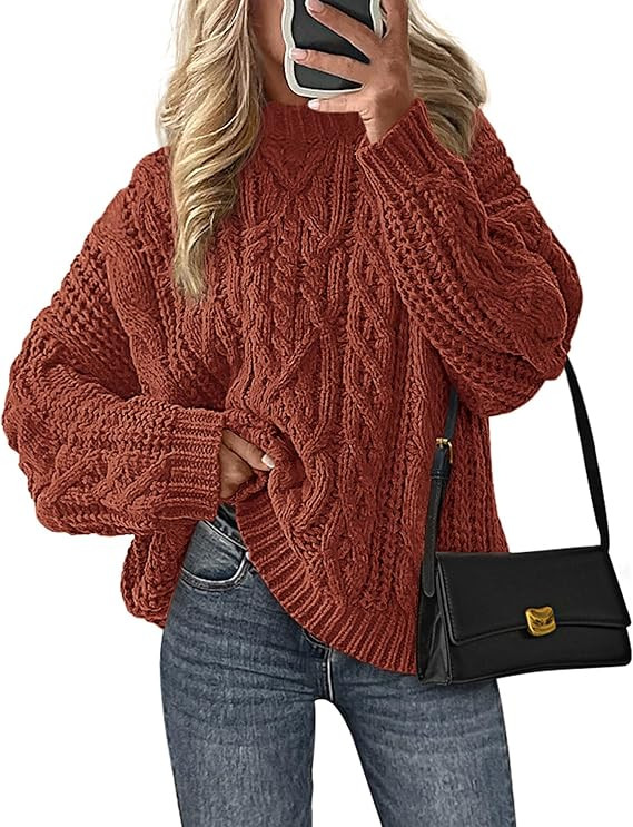 PRETTYGARDEN Women's Oversized Fall Sweaters 2025 Casual Long Sleeve Crewneck Chunky Cable Knit P... | Amazon (US)