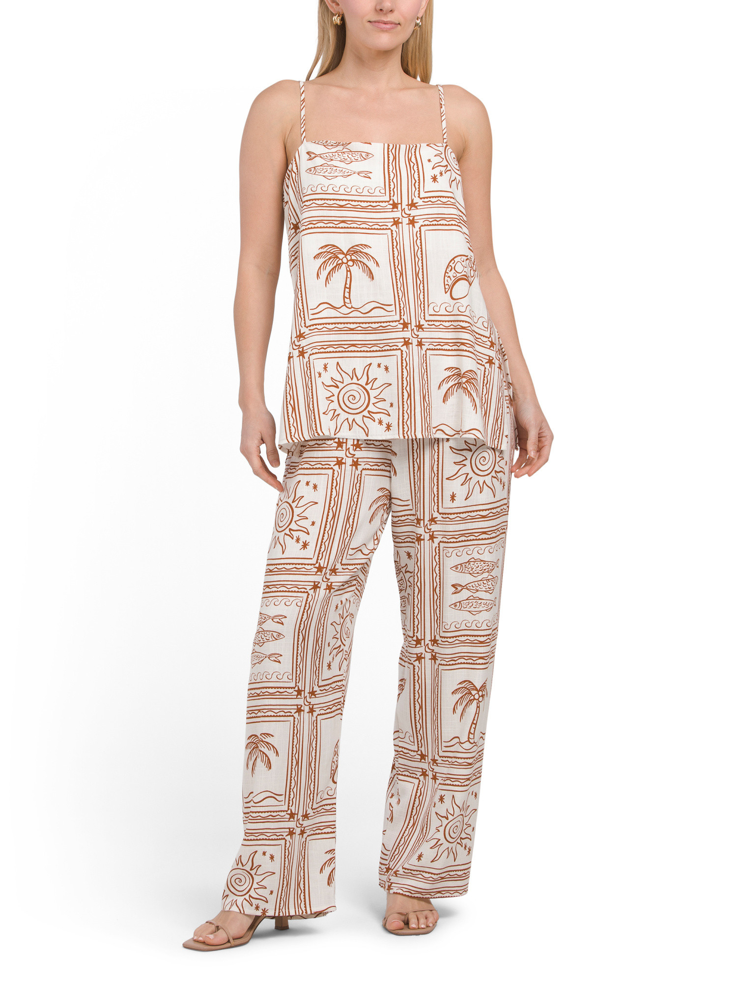 2pc Linen Blend Beach Print Top And Pants Set | The Vacation Shop | Marshalls | Marshalls