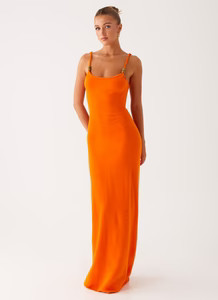 Elaina Knit Maxi Dress - Orange | Peppermayo (Global)