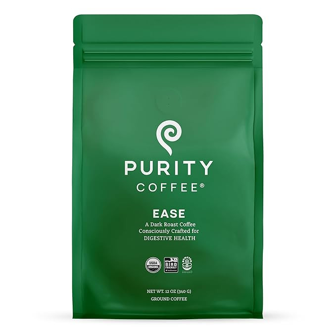 Purity Coffee EASE Dark Roast Ground Coffee for Low Acidity - USDA Organic and Third-Party Tested... | Amazon (US)