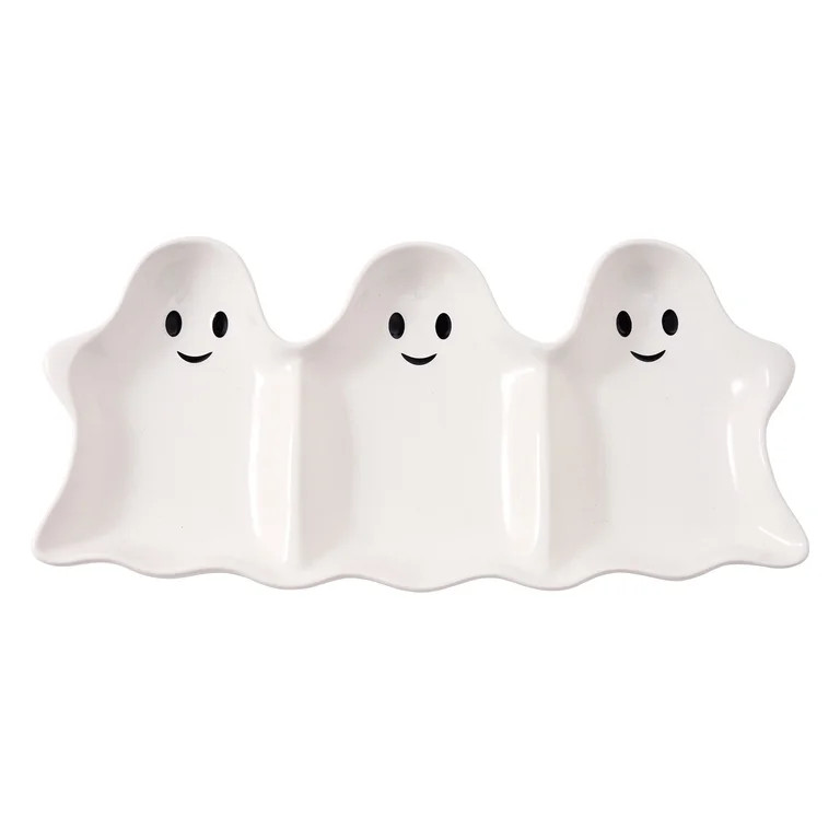 Way To Celebrate Halloween Three-Ghost Ceramic Serving Tray | Walmart (US)