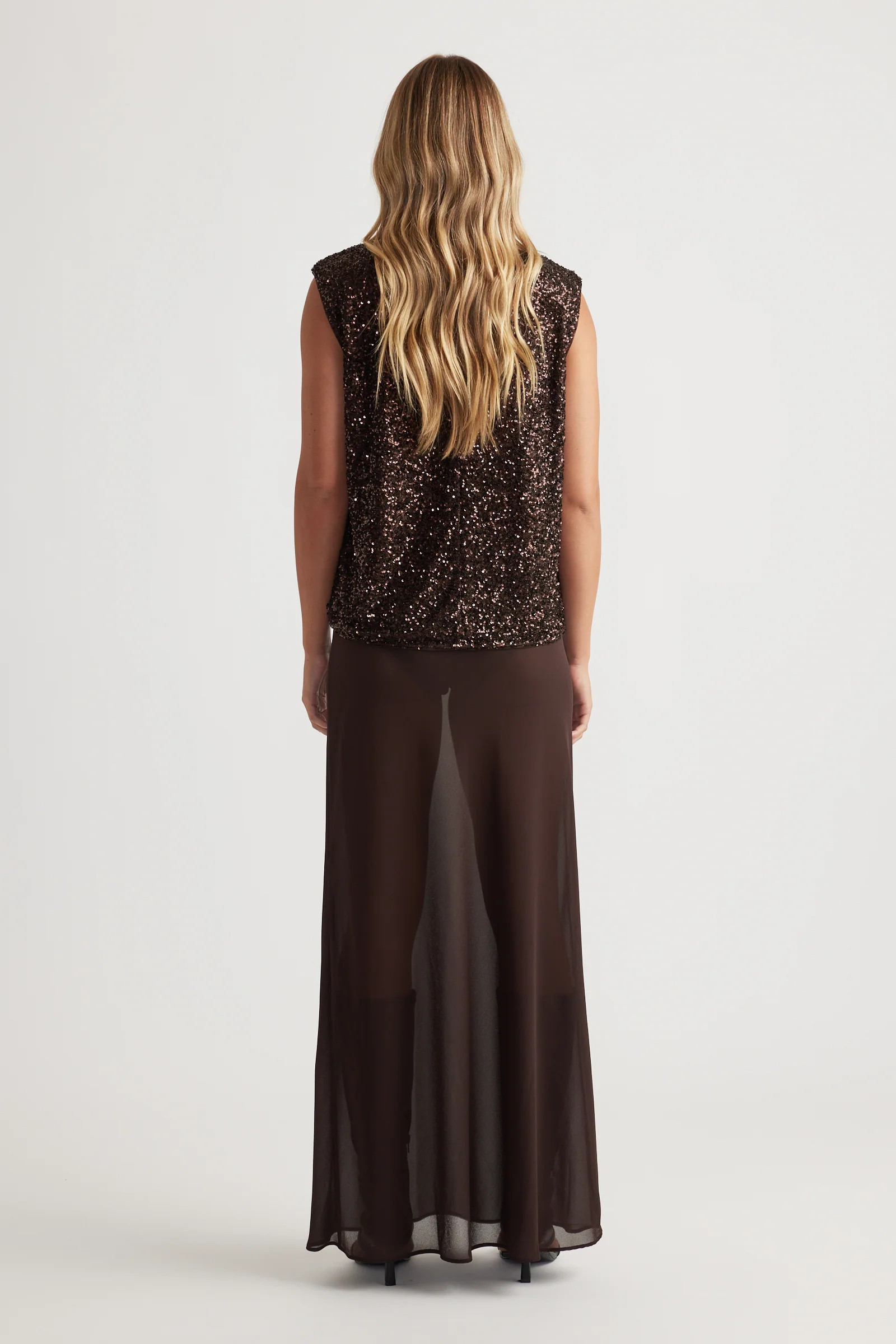 Faye Sheer Maxi Skirt - Chocolate | DECJUBA