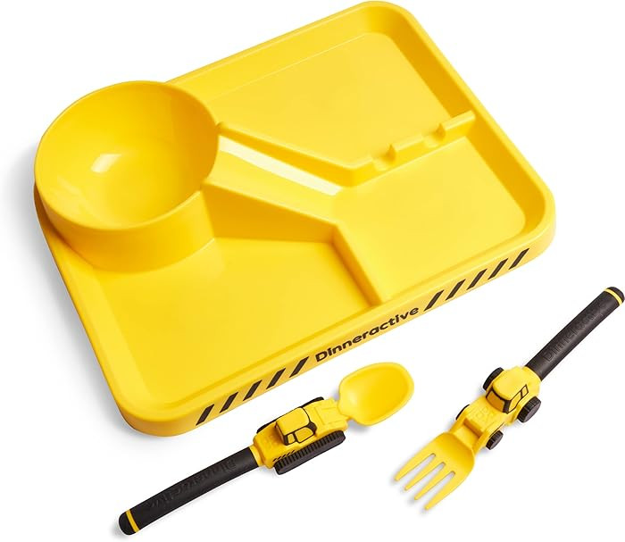 Dinneractive Dining Set for Kids - 3 PC Construction Themed Dinnerware - Tractor Utensils - Toddl... | Amazon (CA)