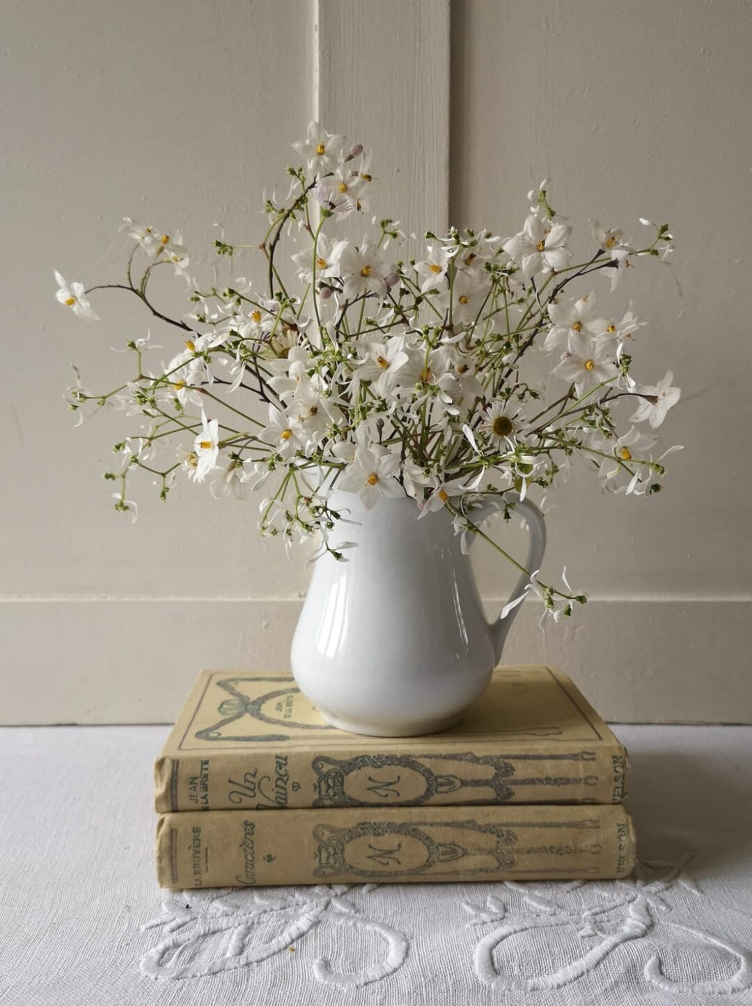 French Vintage Small White Porcelain Milk Jug, White Creamer Pitcher | Etsy (US)