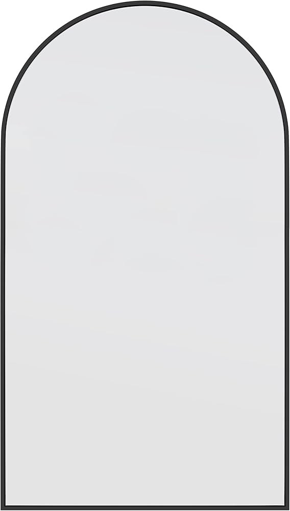 Glass Warehouse Large Arch Shape Stainless Steel Framed Mirror 83" x 48" - Black | Amazon (US)