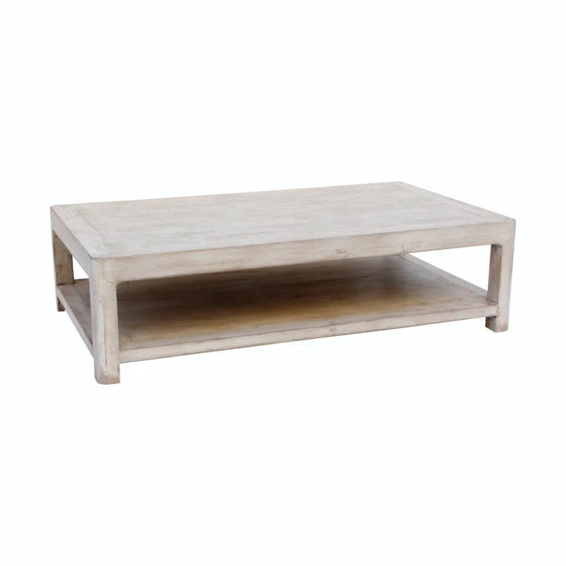 Lily's Living Peking Ming Coffee Table With Round Leg, 55 Inch Long, Off White | Wayfair Professional