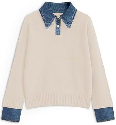 Womens Oversized Sweater Cozy Chunky Long Sleeve Mock Turtleneck V Neck Button Down Denim Polo Pu... | Amazon (US)