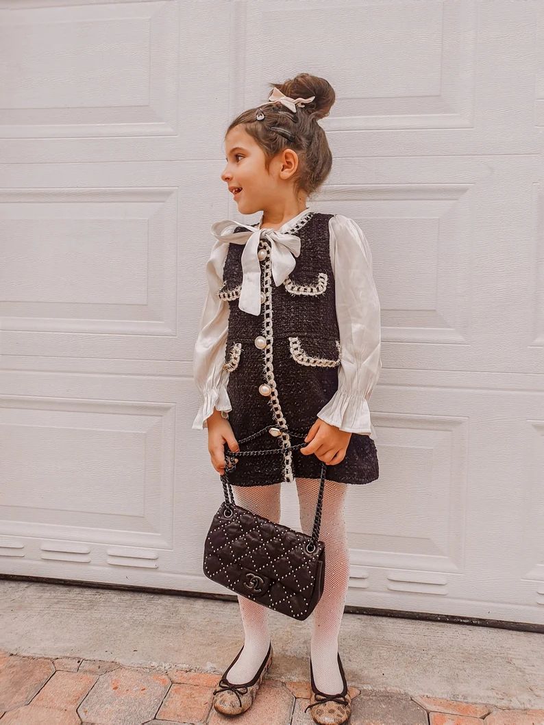Girl Kids Designer Inspired Fashion Blouse Tweed Trendy Long - Etsy | Etsy (US)