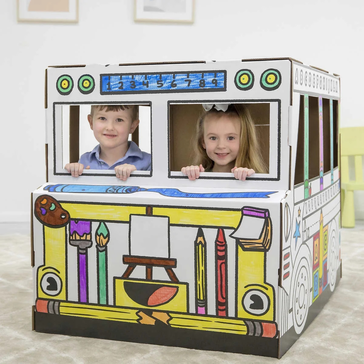 Fellowes - Bankers Box at Play Colour-Your-Own Cardboard School Bus | Walmart (CA)