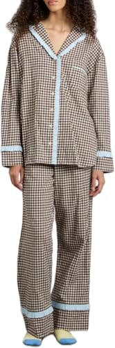 Yiulangde Bow Tie Christmas Pajamas for Women Long Sleeve Satin Ribbon Pjs Shirt Peplum Ruffle Silk Pajama Pants 2 Piece Sets | Amazon (US)