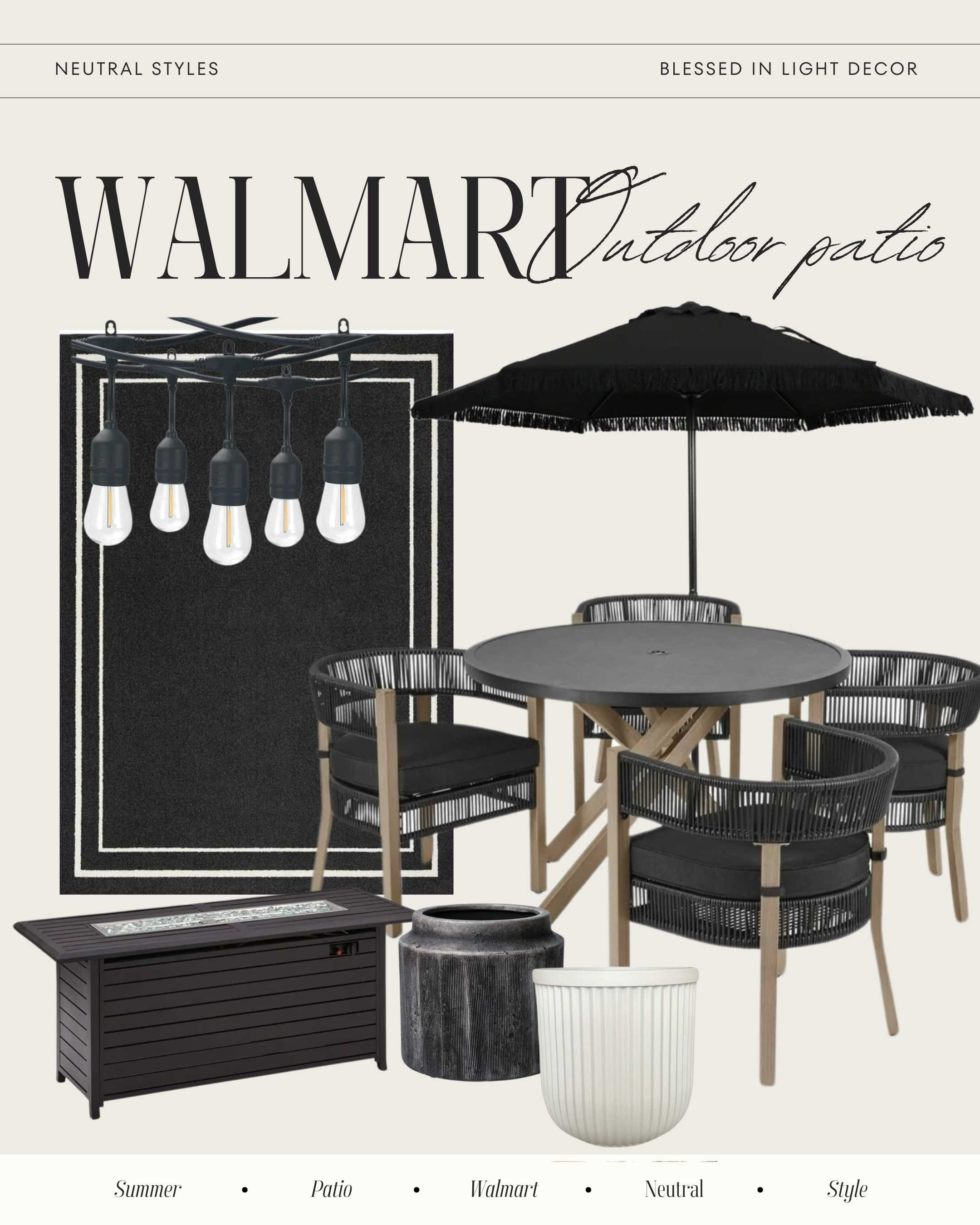 Walmart outdoor patio black set#summer #summer2024 #style #styleinspo #neutraldecor #neutralstyle #neutrals #walmart #walmartpatner @walmartstyle #walmartfinds 

#LTKsalealert #LTKhome #LTKSeasonal