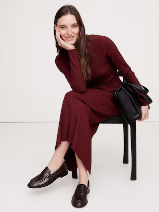 Wide Ribbed Turtleneck Maxi Dress | Banana Republic (US)