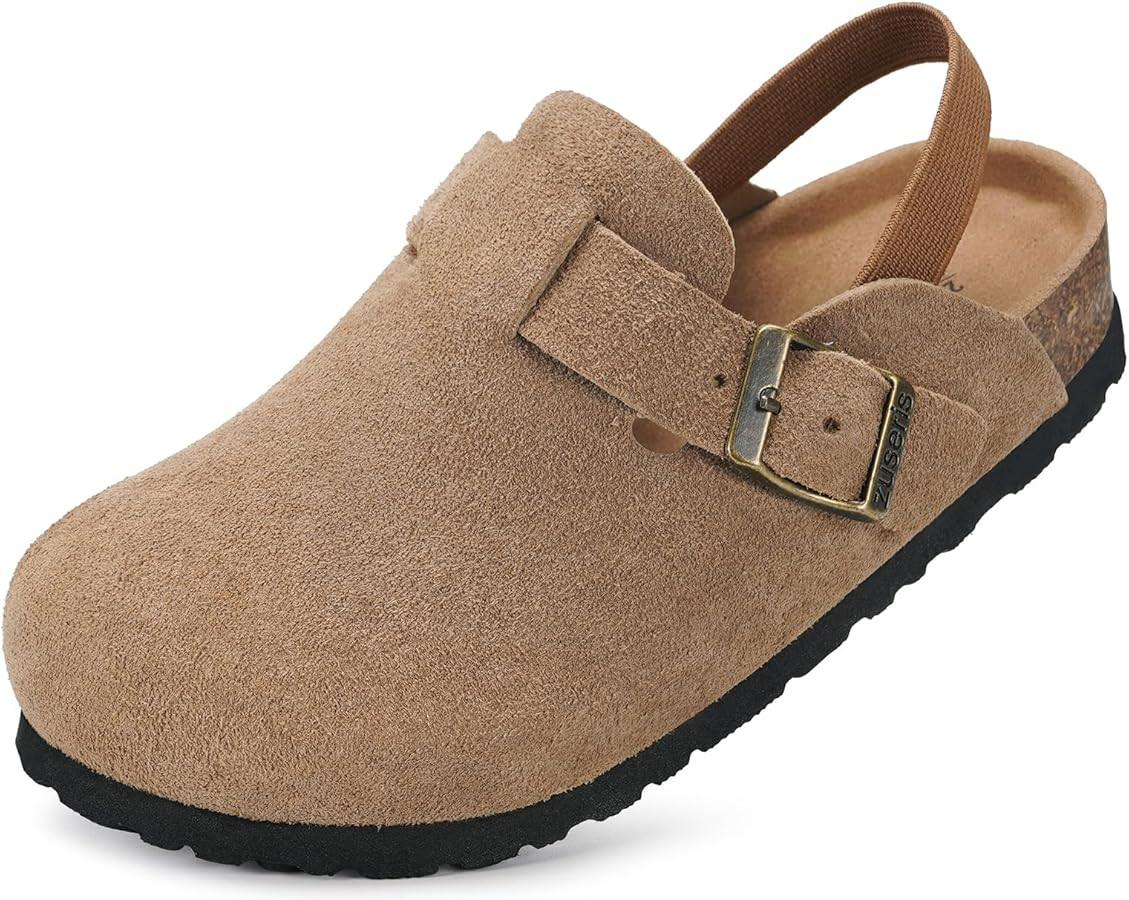 ZUSERIS Kids Suede Clogs Toddler Clogs Boys Girls Cork Footbed Sandals Potato Shoes Leather Slip ... | Amazon (US)