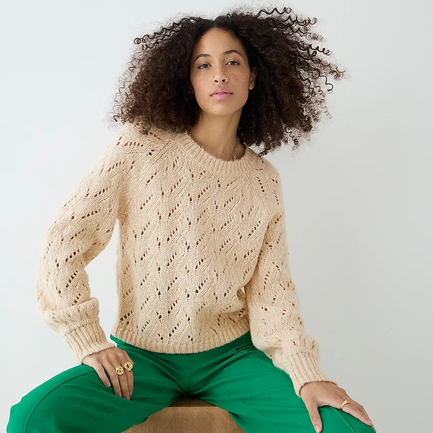 Pointelle crewneck sweater | J. Crew US