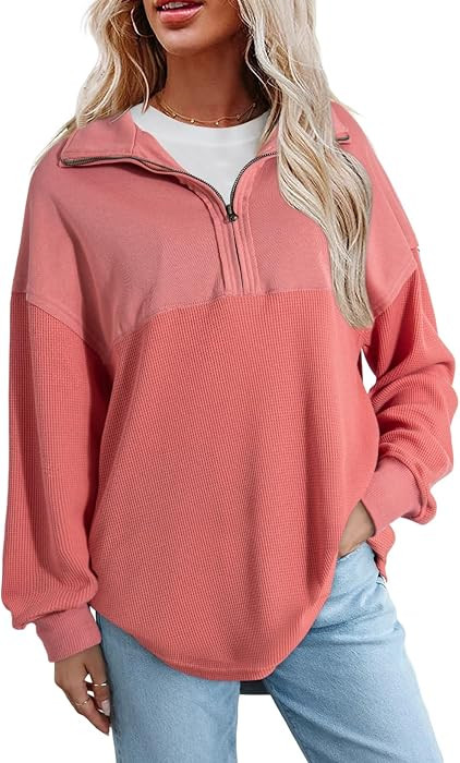 SHEWIN Women Fall Sweatshirt Casual Half Zip Pullover Fall Top 2026 Clothes | Amazon (US)