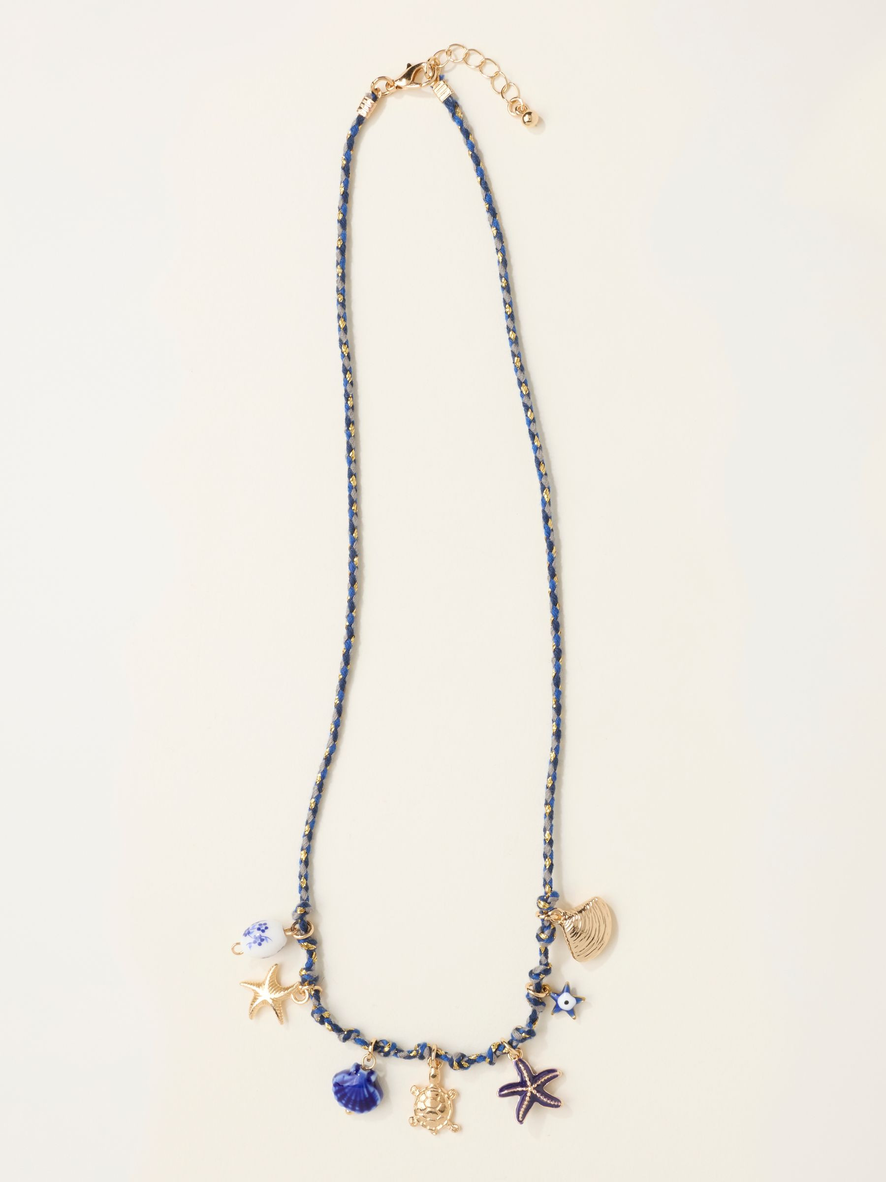 Blue Charm Cord Necklace | Fat Face