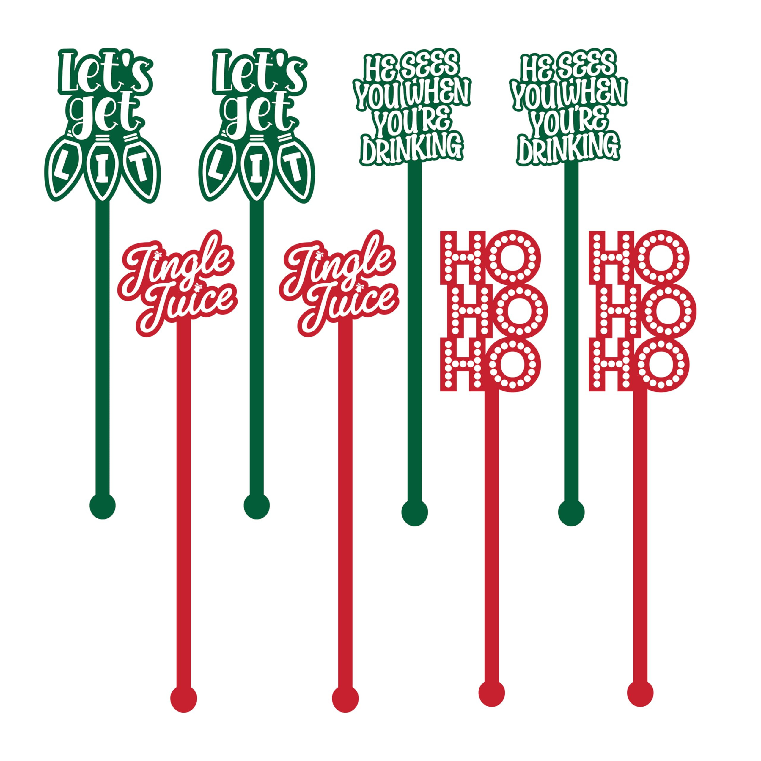 Royer - Funny Christmas Cocktail Stirrers - Perfect for Holiday Celebration, Reusable Plastic Dri... | Amazon (US)