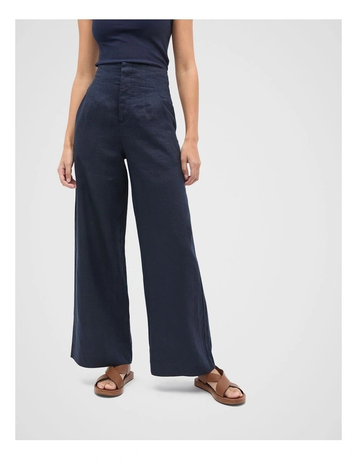 Core Linen Waisted Pant in Twilight Blue | Myer