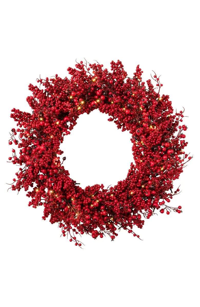 Balsam Hill Festive Pre Lit Red Berry Wreath | Nordstrom | Nordstrom