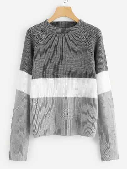 SHEIN Color Block Raglan Sleeve Sweater | SHEIN