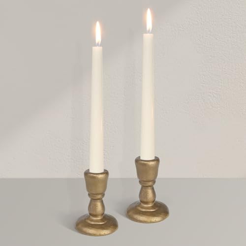 Cast Iron Candle Holders Antique Brass Iron Taper Candle Holders Set of 2, Decorative Metal Candlestick Stands for Weddings, Dining, Parties, and Home Decor | Amazon (US)