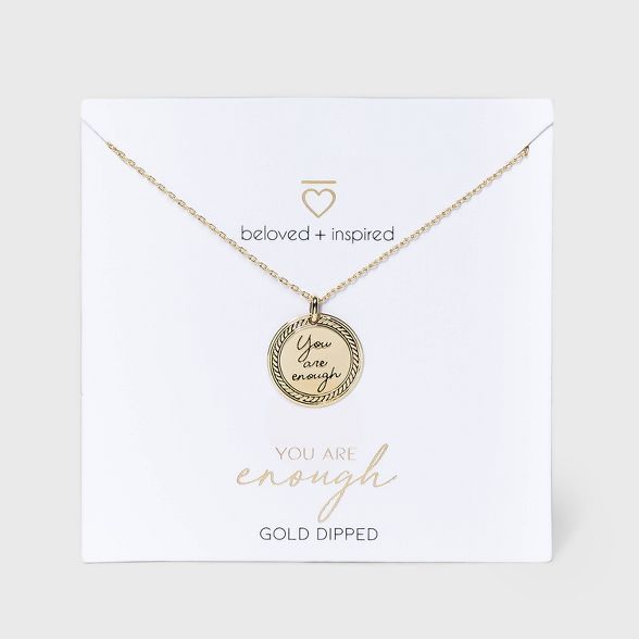 Beloved + Inspired Gold 'You Are Enough' Disc Necklace - Gold | Target