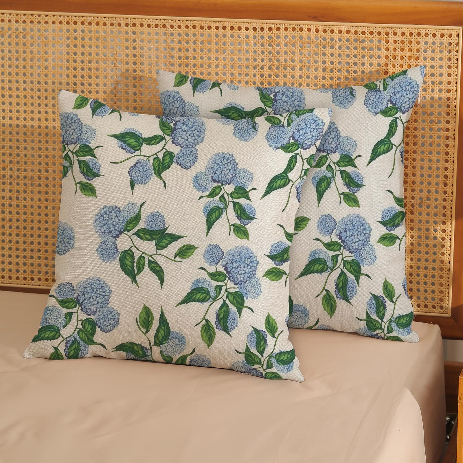 Blue Green Throw Pillow Covers 18x18 Inch 2 Pcs Vintage Hydrangea Floral Outdoor Decor Pillow Cov... | Amazon (US)